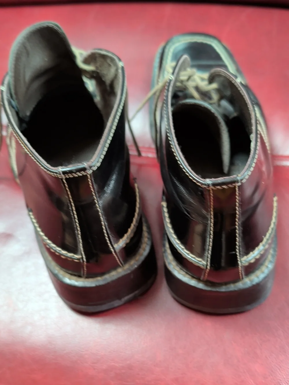 San Marina Paris Black Leather Lace Up Dress Shoes Loafers Square Toe Men's 40 - Picture 4 of 10